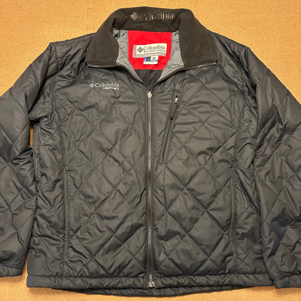 Columbia Puffer Jacket Mens L Black Vertex Interchange Quilted Full Zip Coat